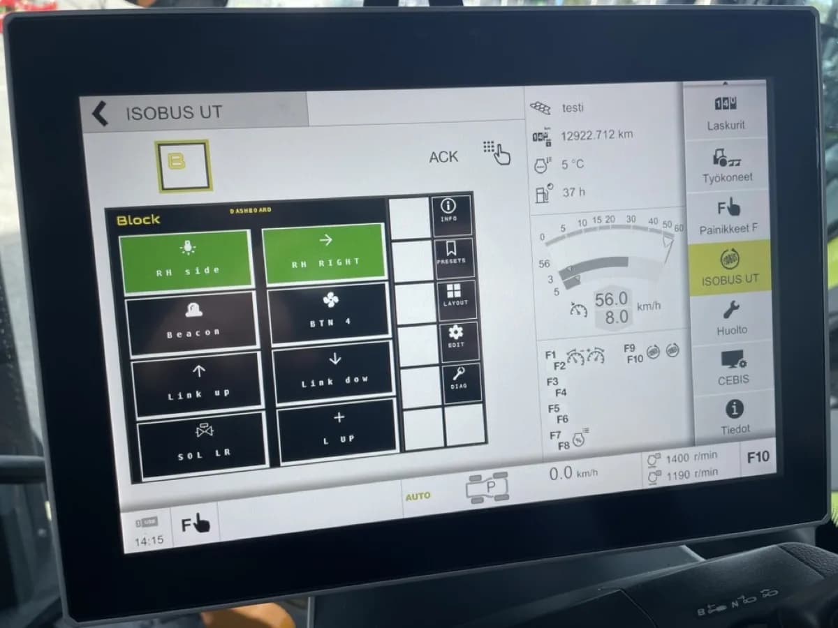 ISOBUS Block interface running on a CLAAS Virtual Terminal