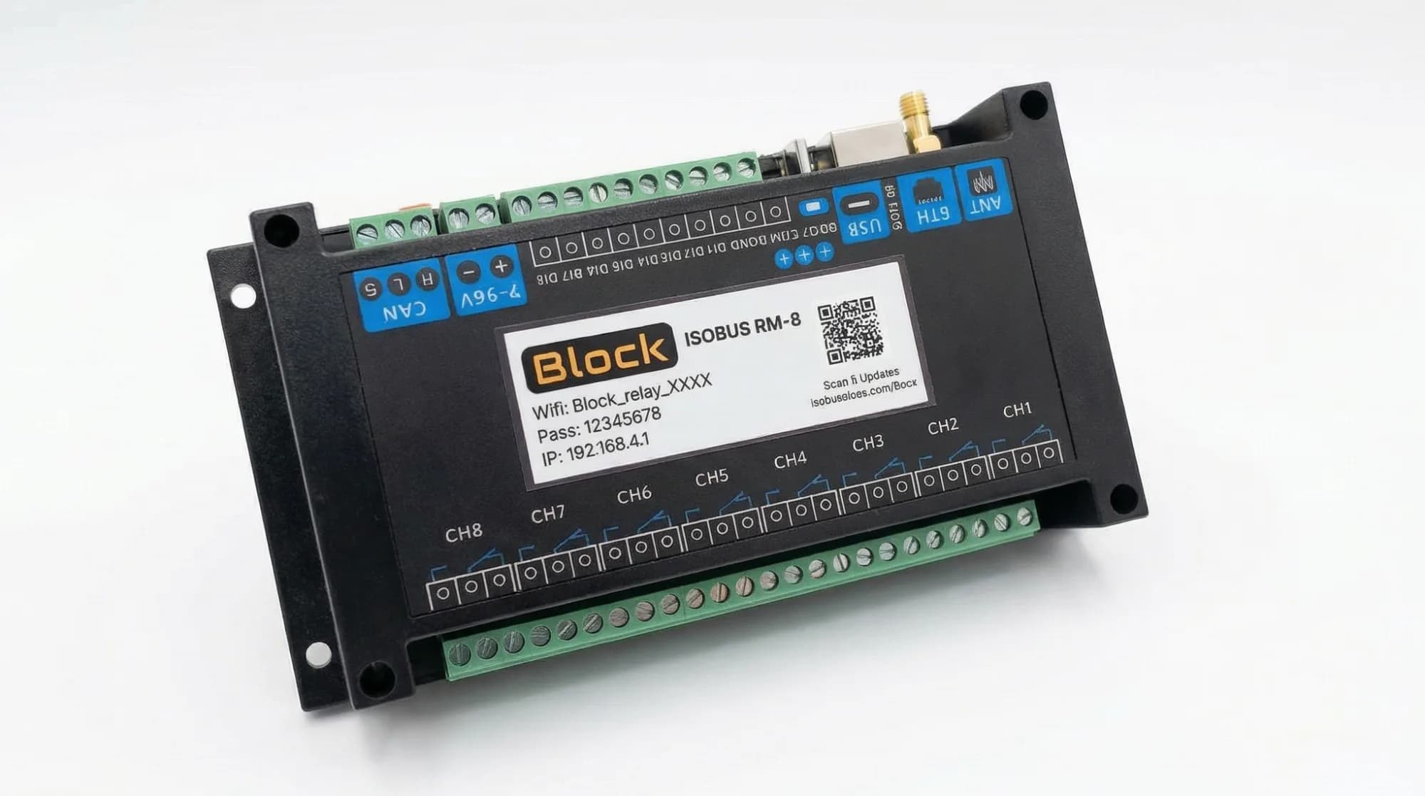 ISOBUS Block — 8-Channel Relay Module